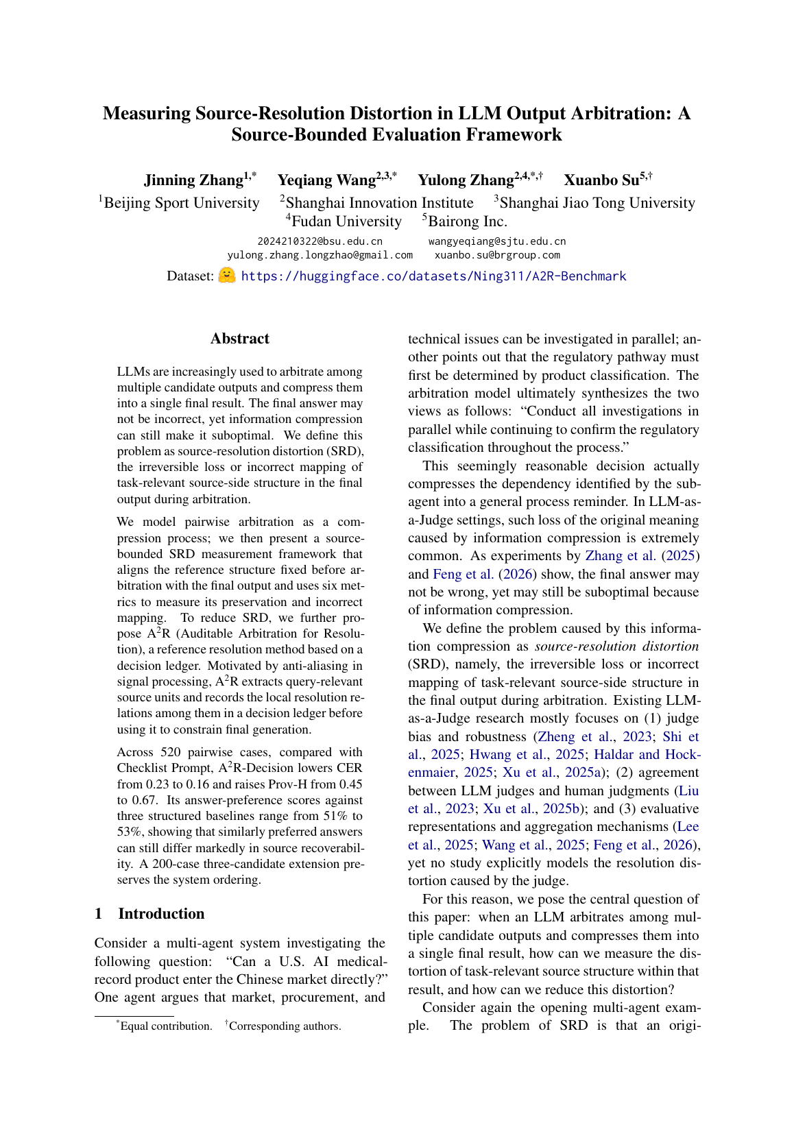 First page of the A2R Benchmark paper